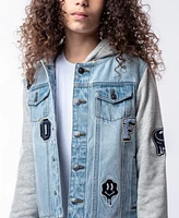 Ring of Fire Big Boys Ultra Denim Jacket with Embroidered Patches and Hood