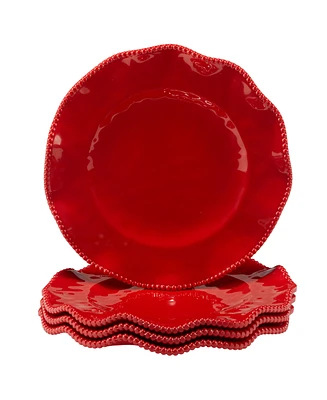 Certified International Perlette Red Dinner Plates, Set of 4