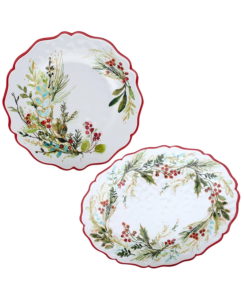 Certified International Christmas Gatherings 2-Pc. Melamine Platter Set