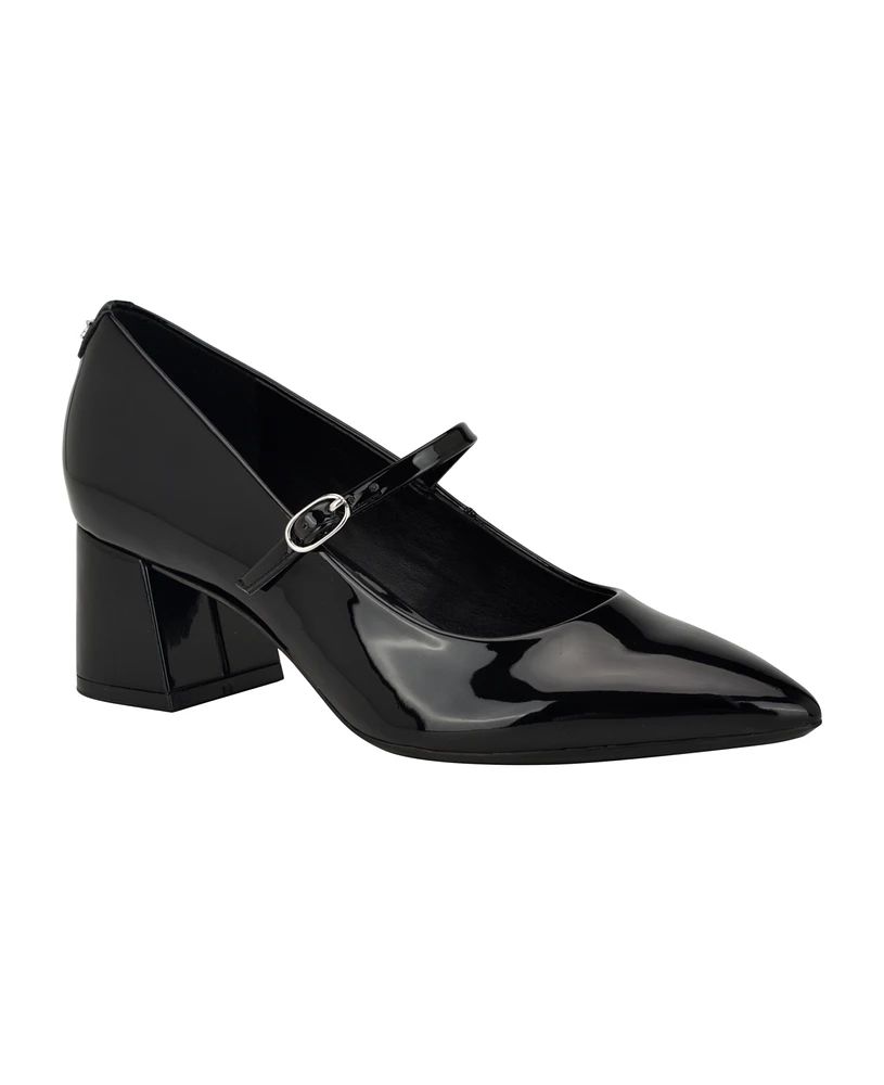 Calvin Klein Women's Leora Block Heel Pointy Toe Dress Pumps