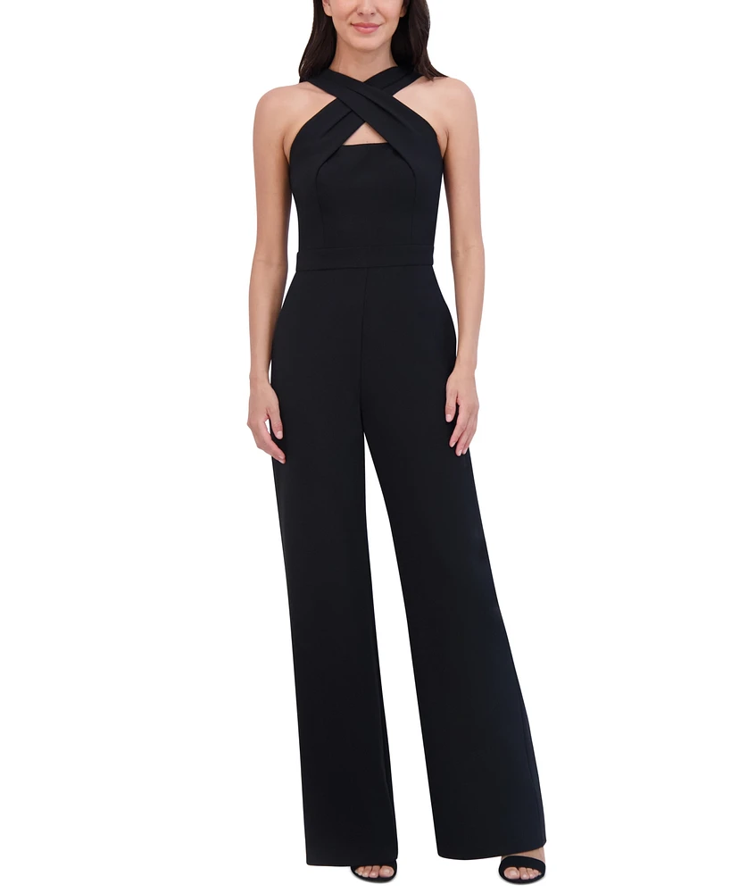 Vince Camuto Women's Signature Crepe Crossover-Neck Jumpsuit