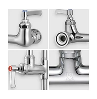 Aquaterior Pre-Rinse Brass Wall-mount Faucet w/ 12" Add-On Faucet Restaurant Cupc Nsf