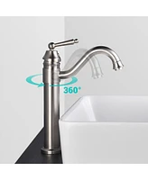 Yescom 13-1/2" Single Handle Brushed Nickel Bathroom Vessel Sink Faucet Lavatory Swivel Spout