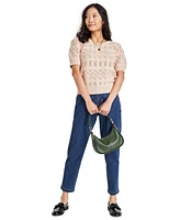 On 34th Women's Pointelle-Knit Short-Sleeve Sweater, Created for Macy's