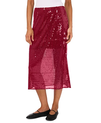 1.state Women's Side-Zip Sequin Midi Skirt