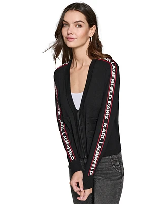 Karl Lagerfeld Paris Women's Logo-Tape Cardigan