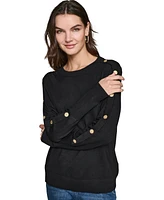 Karl Lagerfeld Paris Women's Button-Sleeve Sweater, Regular & Petite