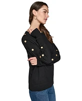 Karl Lagerfeld Paris Women's Button-Sleeve Sweater, Regular & Petite