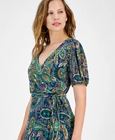 Jamie & Layla Petite Paisley Faux-Wrap Midi Dress