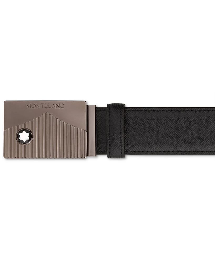 Montblanc Men's Leather Rectangular Buckle Belt