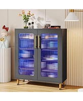 Tribesigns Buffet Cabinet with Acrylic Doors and Led Light for Living Room, Kitchen