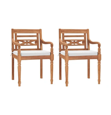 vidaXL Batavia Chairs 2 pcs with Cushions Solid Teak Wood