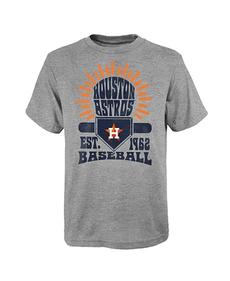 Outerstuff Big Boys and Girls Gray Houston Astros Sun Burst T-Shirt