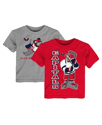 Outerstuff Toddler Red/Heather Gray Washington Capitals Two-Pack Disney Offense Only T-Shirt Set