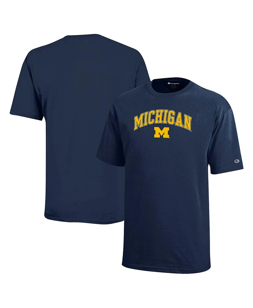 Champion Big Boys and Girls Navy Michigan Wolverines Arch Over Logo T-Shirt