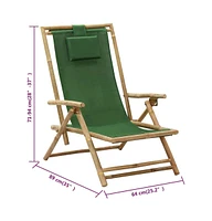 vidaXL Reclining Relaxing Chair Green Bamboo and Fabric