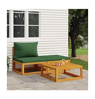 vidaXL 3 Piece Patio Lounge Set with Cushions Solid Wood Acacia