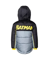 Dc Comics Justice League Superman Batman Zip Up Puffer Jacket Toddler |Child Boys