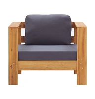 Patio Sofa Chair with Cushion Dark Gray Solid Acacia Wood