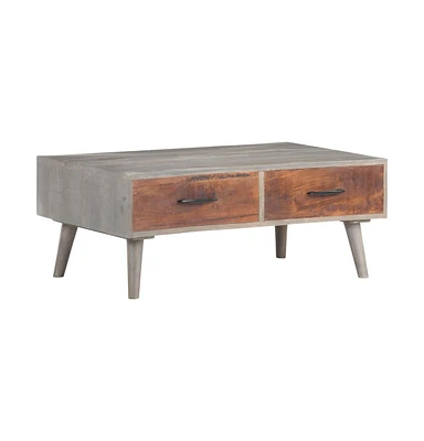 vidaXL Coffee Table Gray 39.4"x23.6"x15.7" Solid Rough Mango Wood