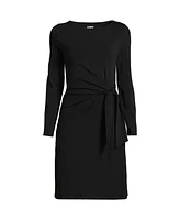 Lands' End Women's Boatneck Long Sleeve Tie Waist Dress