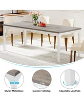 Tribesigns Farmhouse Dining Table for 6-8, 70.9 Inch Rectangular Wood Kitchen Table with Heavy Duty Metal Legs, Industrial Dinner Table for Dining Roo