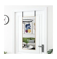 vidaXL Door Mirror Gold 15.7"x39.4" Glass and Aluminum