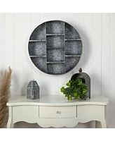 Slickblue 23" Galvanized Round Metal Wall Mounted Shelf System