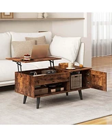 Lift Top Coffee Table with Storage Hidden Compartment Cabinet & Open Shelf