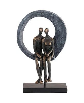 Studio 55D Abstract Couple 12" High Antique Brass Sculpture