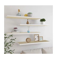 vidaXL Floating Wall Shelves 4 pcs Oak and White 35.4"x9.3"x1.5" Mdf