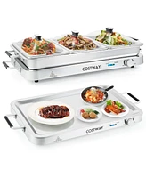 Costway Food Warmer Buffet Server 450W Stainless Steel Electric Warming Tray for Parties