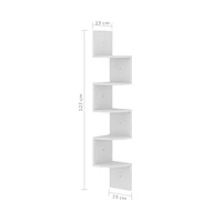 vidaXL Wall Corner Shelf White 7.5"x7.5"x48.4" Engineered Wood