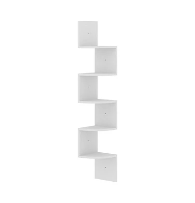 vidaXL Wall Corner Shelf White 7.5"x7.5"x48.4" Engineered Wood