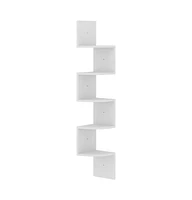 vidaXL Wall Corner Shelf White 7.5"x7.5"x48.4" Engineered Wood