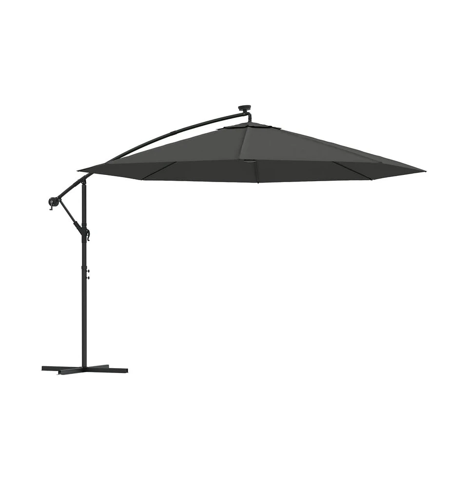 vidaXL Cantilever Umbrella with Led Lights and Metal Pole 137.8" Anthracite