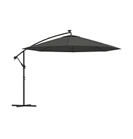 vidaXL Cantilever Umbrella with Led Lights and Metal Pole 137.8" Anthracite