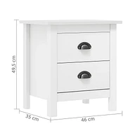 vidaXL Bedside Cabinet Hill 2 pcs White 18.1"x13.8"x19.5" Solid Pine Wood