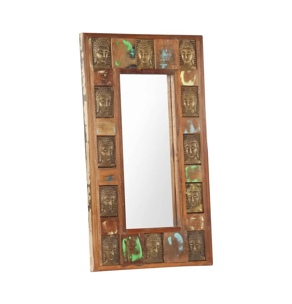 vidaXL Mirror with Buddha Cladding 19.7"x31.5" Solid Reclaimed Wood