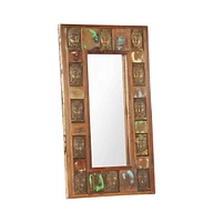 vidaXL Mirror with Buddha Cladding 19.7"x31.5" Solid Reclaimed Wood