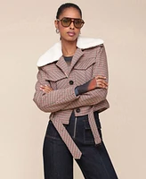 Avec Les Filles Women's Cropped Faux Sherpa Jacket