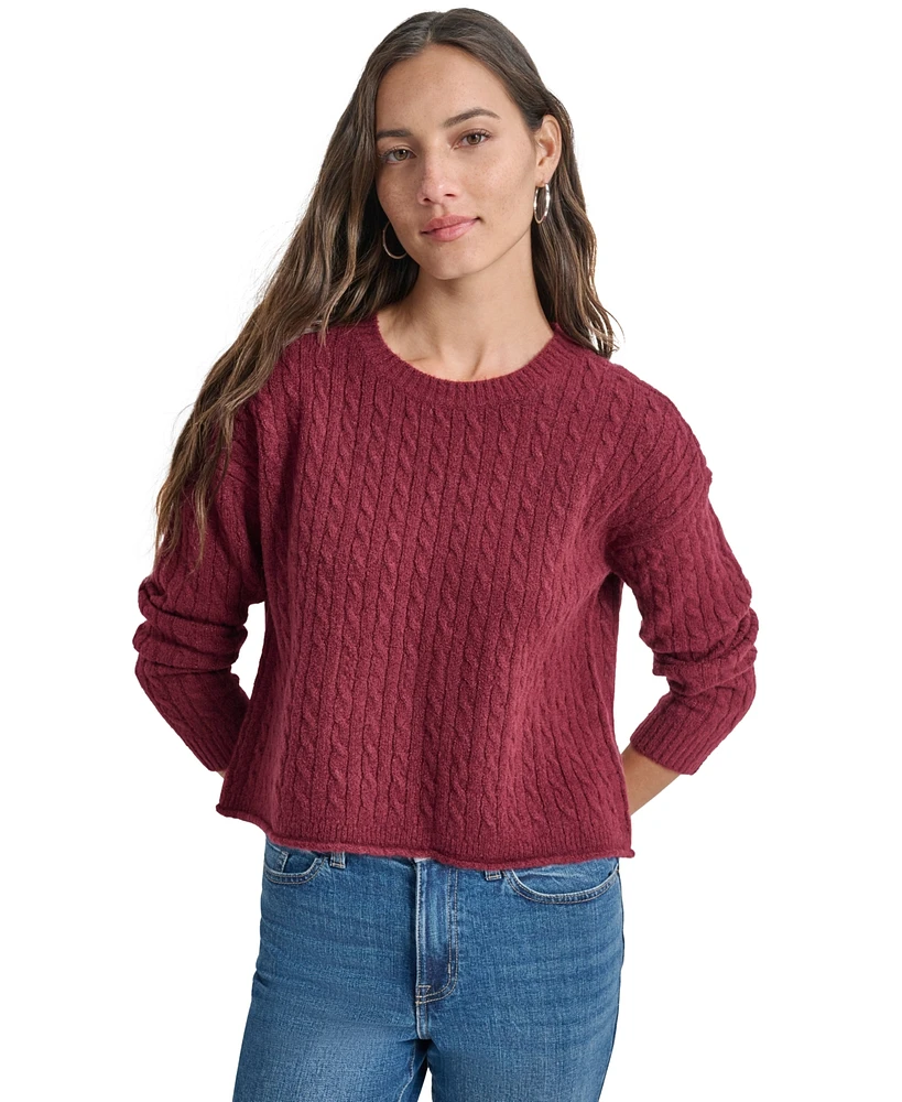 Dkny Jeans Petite Crewneck Cable-Knit Sweater