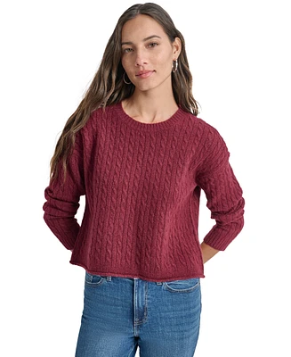 Dkny Jeans Petite Crewneck Cable-Knit Sweater