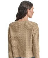 Dkny Jeans Petite Crewneck Cable-Knit Sweater