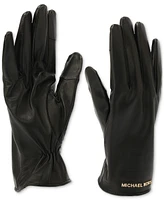 Michael Kors Women's Logo Detail Leather Tech Gloves