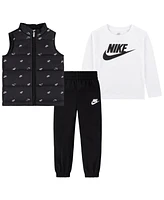 Nike Toddler Boys Futura Print Vest, Long Sleeve Tee and Pants, 3-Piece Set