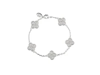 Rivka Friedman Rhodium Polished Clover Station Bracelet