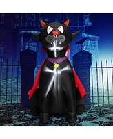 Vebreda 4.7 Feet Halloween Inflatable Vampire Cat with Red Cloak