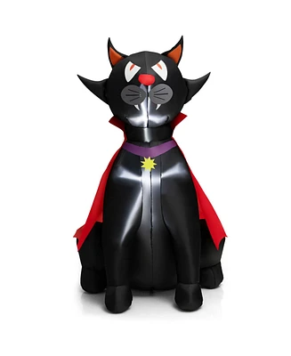 Vebreda 4.7 Feet Halloween Inflatable Vampire Cat with Red Cloak