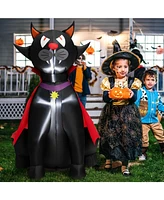 Vebreda 4.7 Feet Halloween Inflatable Vampire Cat with Red Cloak